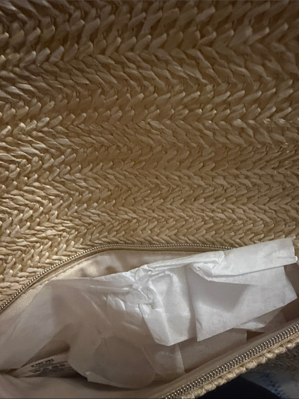 Dior Beige Woven Straw Clutch with Embroidered Logo - Picture 3 of 5